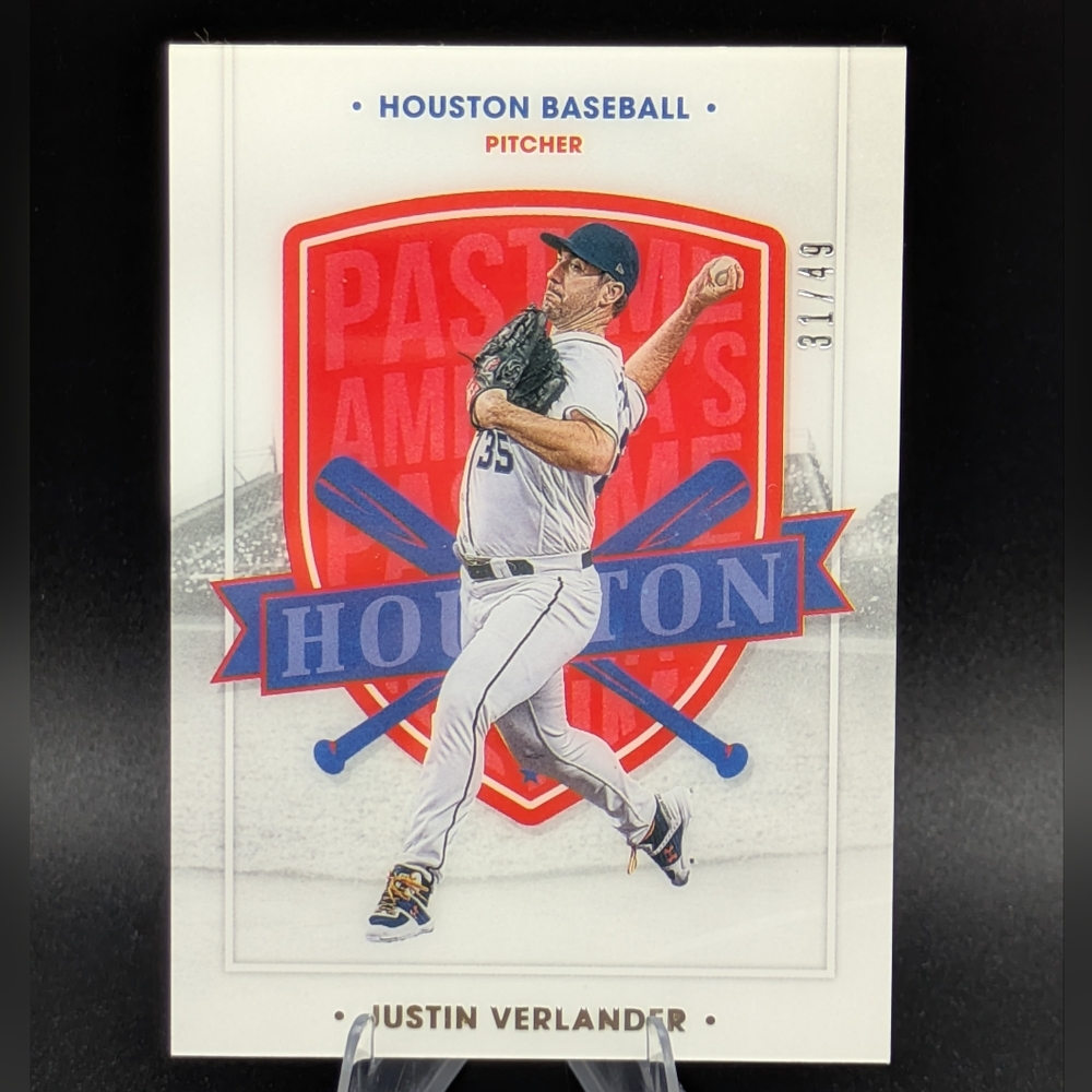 Justin Verlander 2021 Panini Chronicles America's Pastime #17 Holo Gold #d /49